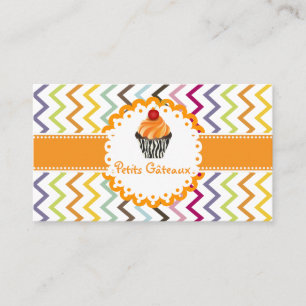 PixDezines mandarinvårtor cupcake+chevron Visitkort