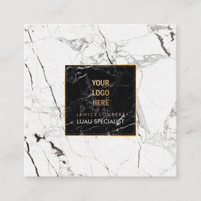 PixDezines Marble /Black+White Fyrkantigt Visitkort (Framsida)