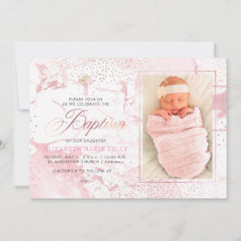 PixDezines  Marble+Confetti/Baptism Inbjudningar
