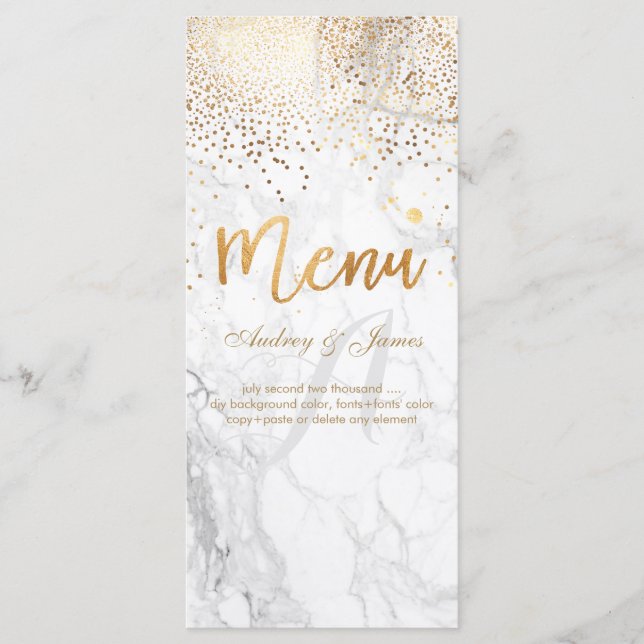 PixDezines Marble/Confetti/Shine Menu/Faux Guld Meny (Framsida)