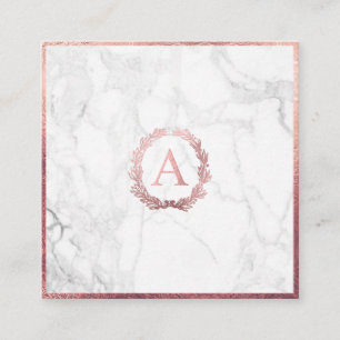PixDezines Marble+DIY Faux Ro Guld Monogram Fyrkantigt Visitkort
