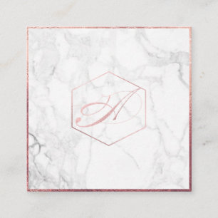PixDezines Marble+Elegant Faux Ro Guld Monogram Fyrkantigt Visitkort