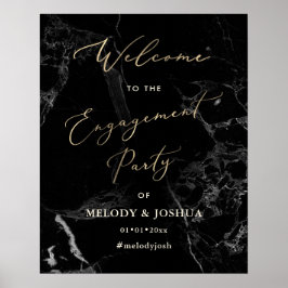 PixDezines Marble+Faux Gold  Välkomstskylt för För Poster