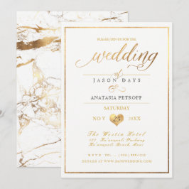 PixDezines Marble/Faux Guld/Bröllop Firande Inbjudningar