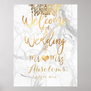 PixDezines Marble/Faux Guld Chandelier/Mottagning Poster