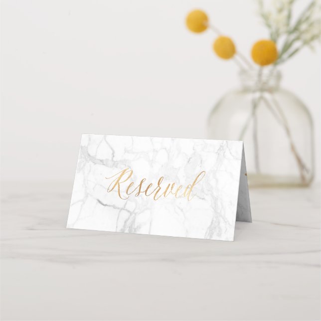 PixDezines Marble Faux Guld Confetti Reserved Card Placeringskort (Framsida)