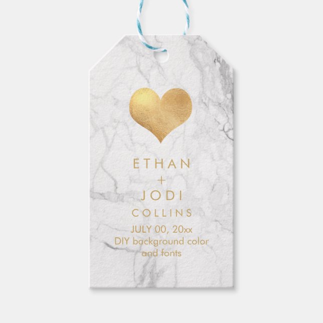 PixDezines Marble Faux Guld Heart/DIY färg Presentetikett (Framsidan)