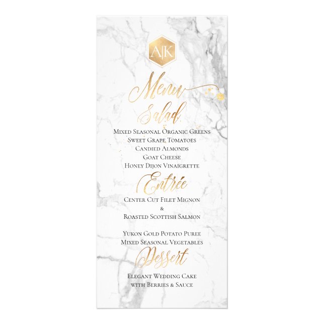 PixDezines Marble/Faux Guld Honeycomb Menu Reklamkort (Framsidan)