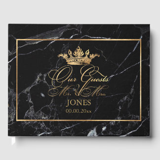 PixDezines Marble+Faux Guld Krona+Finare skript Gästböcker