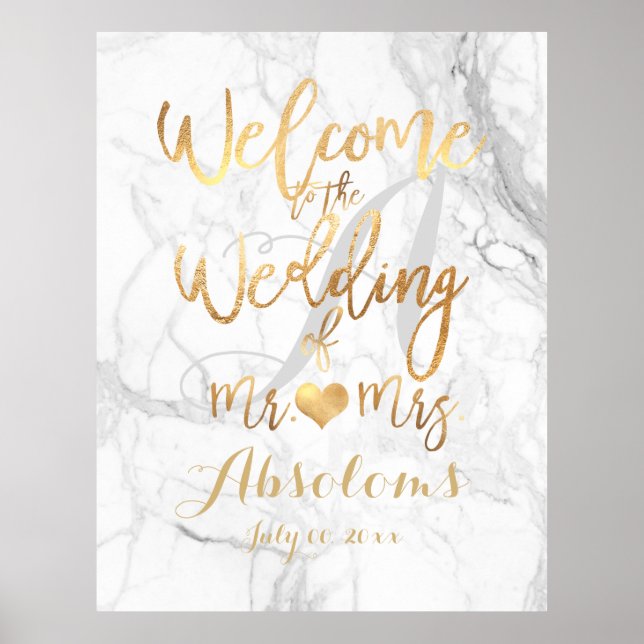 PixDezines Marble/Faux Guld/Reception Poster (Framsidan)