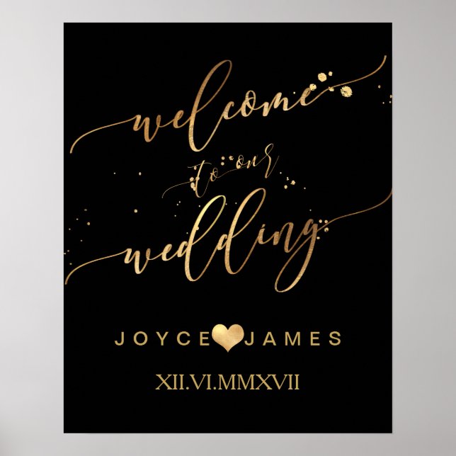 PixDezines MARBLE+FAUX GULD SCRIPT/WELCOME Poster (Framsidan)