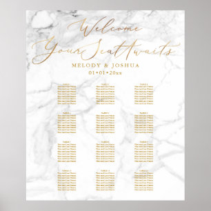PixDezines Marble+Faux Guld-skript, sittdiagram Poster