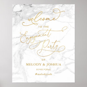 PixDezines Marble+Faux Guld Välkommen Förlovning Poster