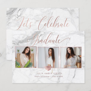 PixDezines Marble Faux Ro Guld 2018 Studenten Inbjudningar