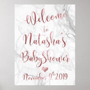 PixDezines Marble/Faux Ro Guld #Babyduscha Welco Poster