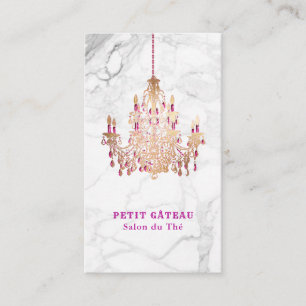 PixDezines Marble+Faux Ro Guld Chandelier Visitkort