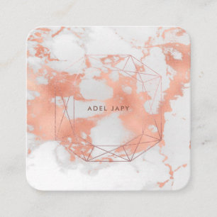 PixDezines Marble+Faux Ro Guld Emerald cut Fyrkantigt Visitkort