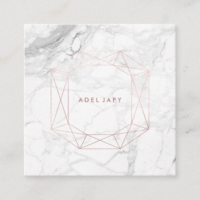 PixDezines Marble+Faux Ro Guld Emerald Klipp ut Fyrkantigt Visitkort (Framsida)