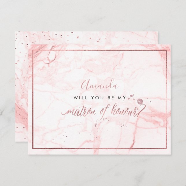 PixDezines Marble+Faux Ro Guld, Matron Inbjudningar (Fram/baksida)