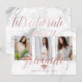 PixDezines Marble Faux Ro Guld Studenten Invita Inbjudningar