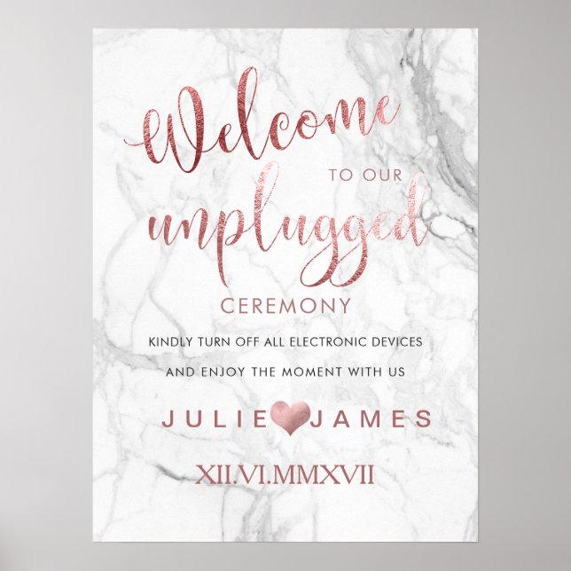 PixDezines Marble/Faux Ro Guld/#UNPLUGGED Poster (Framsidan)