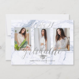 PixDezines Marble Faux Silver Studenten Inbjudningar
