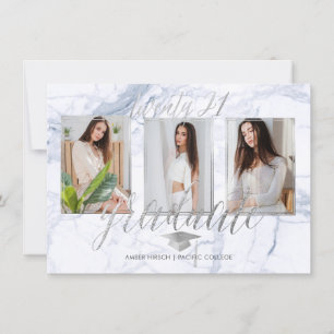 PixDezines Marble Faux Silver Studenten Inbjudningar