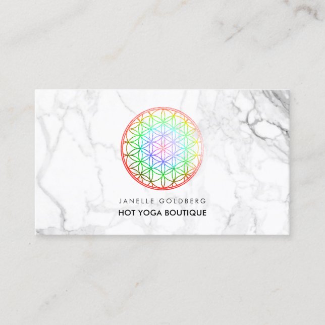PixDezines Marble/Flower of Life/Faux Foil Visitkort (Framsida)