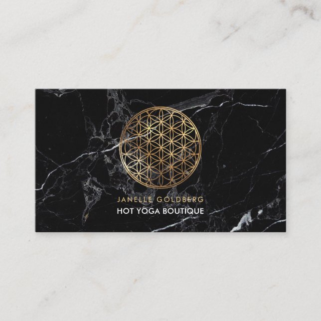 PixDezines Marble/Flower of Life/Faux Guld Visitkort (Framsida)