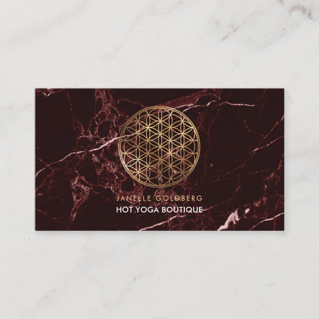 PixDezines Marble/Flower of Life/Faux Guld Visitkort (Framsida)