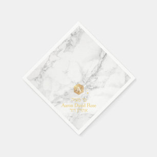 PixDezines Marble+Honeycomb, Faux Guld Mitzvah Pappersservett