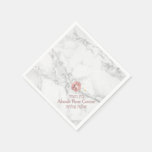 PixDezines Marble+Honeycomb, Faux RoseGold Mitzvah Pappersservett