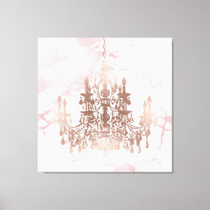 PixDezines Marble Ro Guld Chandelier 40 x 40 Canvastryck