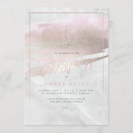 PixDezines Marble+ Rosa Platinum/Christening Inbjudningar