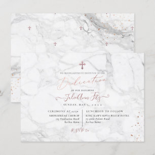 PixDezines Marble Rose Gold Dedikation Inbjudningar
