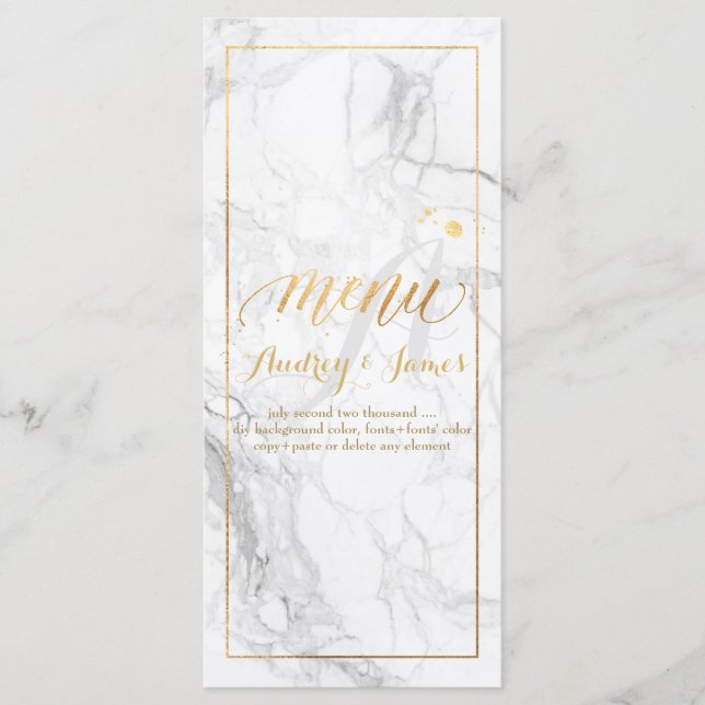 PixDezines Marble/Shine Menu/Faux Guld Meny (Framsida)