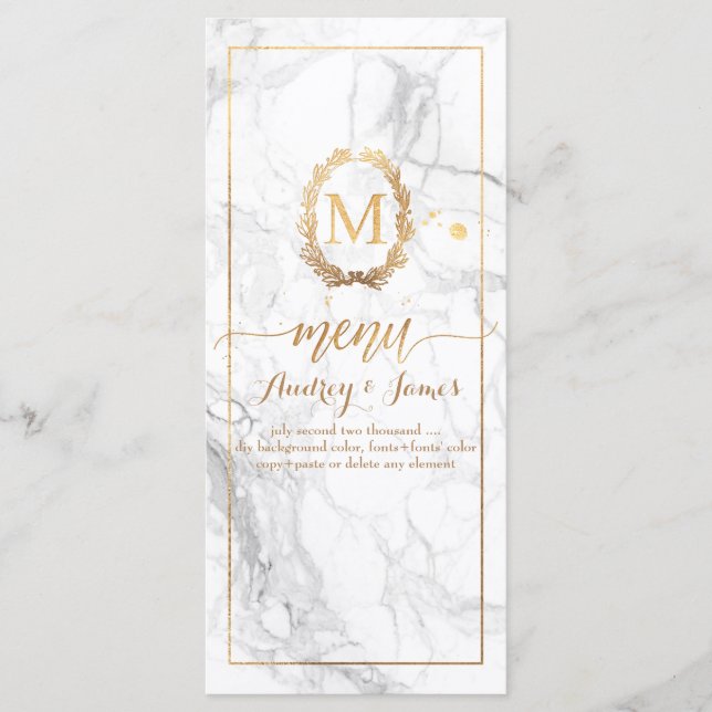 PixDezines Marble/Shine Menu/Faux Guld Meny (Framsida)