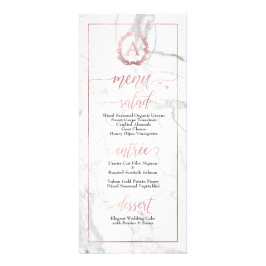 PixDezines Marble+Shine Ro Guld Monogram-meny Reklamkort