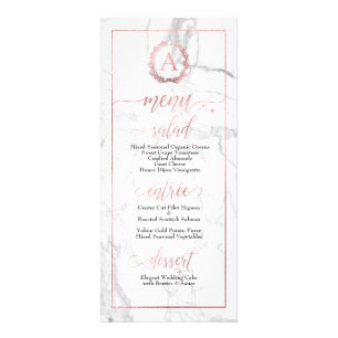PixDezines Marble+Shine Ro Guld Monogram-meny Reklamkort
