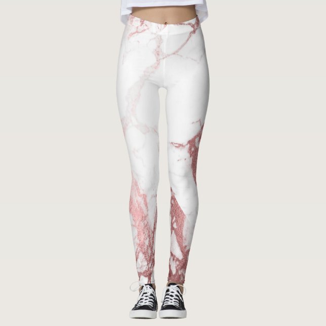 PixDezines Marble Slab/Rose Gold Veins Leggings (Framsida)