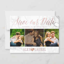 PixDezines Marble Spara vår Date/Faux Ro Guld Magnetisk Inbjudningskort