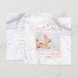PixDezines Marbre Blanc, Baptême Fille Inbjudningar