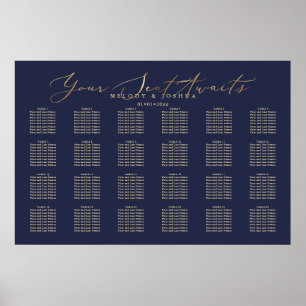 PixDezines Marin Falskt Guld Kalligrafi, Plats Poster