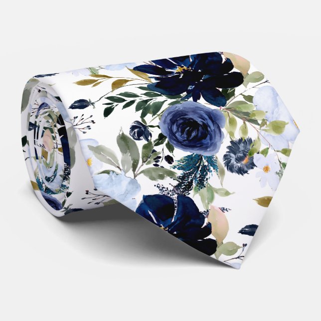 PixDezines Marinblå och dammig blå H2 Botanisk Slips (Rullad)