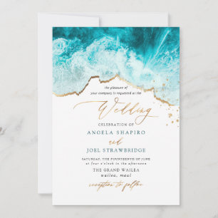 PixDezines Marine Vågar Shoreline Beach Wedding Inbjudningar