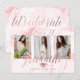 PixDezines Marmor Falsk Rosa Guld Examen Inbjudan