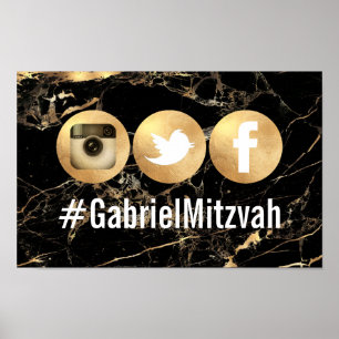 PixDezines Marmor+Falskt Guld Hashtag för Sociala Poster