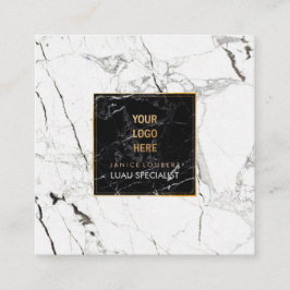 PixDezines Marmor /Svart+Vit Fyrkantigt Visitkort