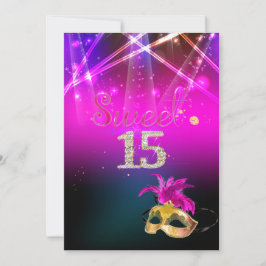 PixDezines Masquerad/Quince/Laser Ljus Inbjudningar