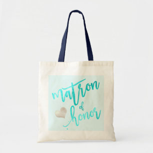 PixDezines Matron of Honor/Faux Foil Script/Aqua Tygkasse